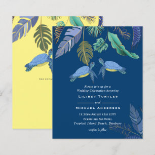 Papier Mariage Tortues Marines Bleu Jaune