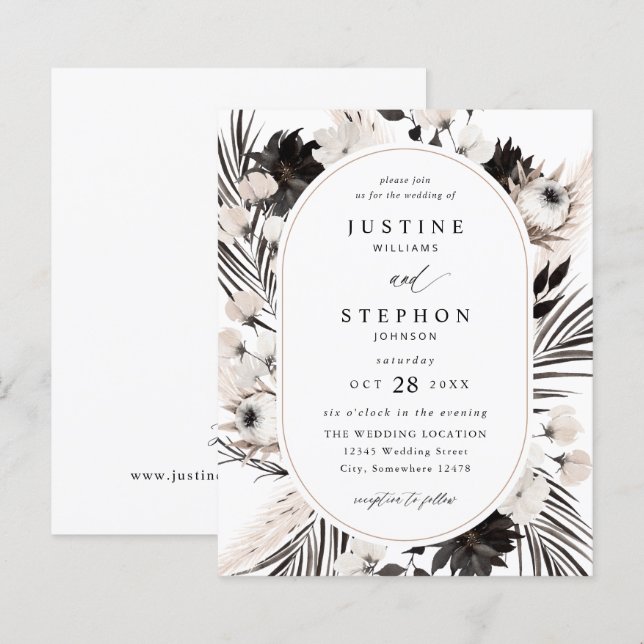 Papier Mariage tropical de Boho noir et blanc Budget (Devant / Derrière)