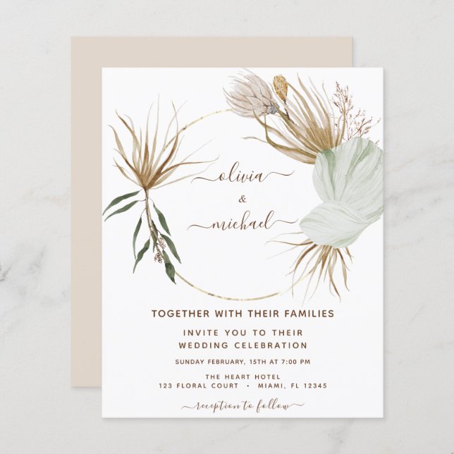 Papier Mariage tropical Pampas Grass Boho Budget (Devant / Derrière)