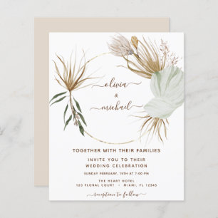 Papier Mariage tropical Pampas Grass Boho Budget