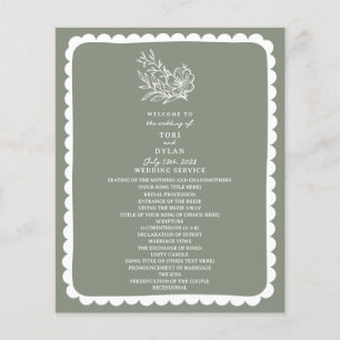 Papier Mariage végétal vert Sage vert Scalloped