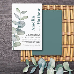 Papier Mariage Vert Eucalyptus Aquarelle Moderne Pas Cher
