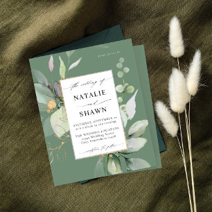 Papier Mariage Vert Olive Eucalyptus Doré Lumineux Budget