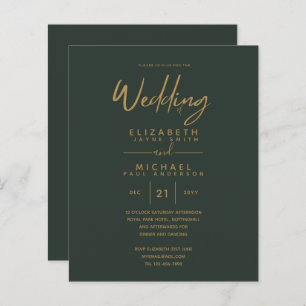 Papier Mariage Vert Or Vert moderne Invite