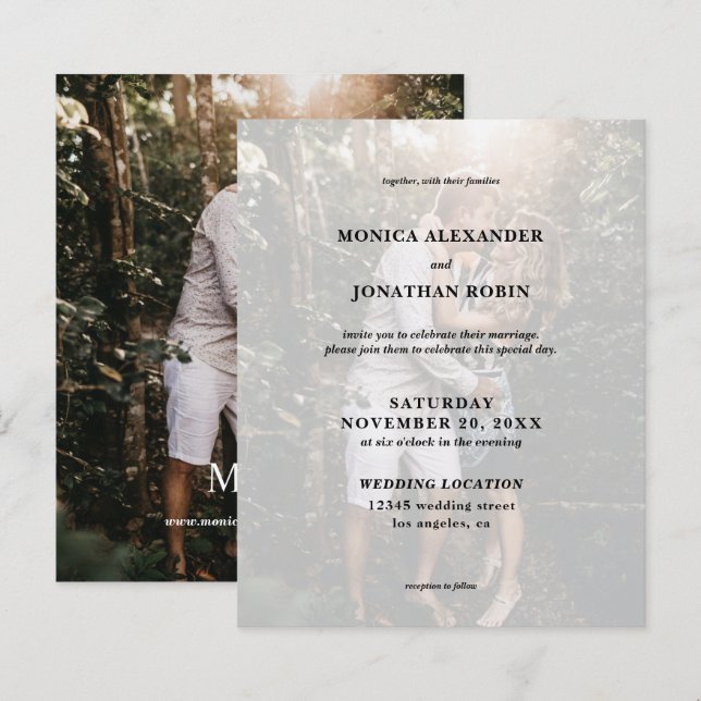 Papier Mariage vertical photo moderne budget (Devant / Derrière)