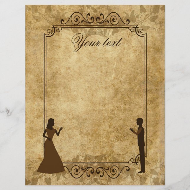 Papier Mariage vintage mariée Groom Il était une fois (Devant)