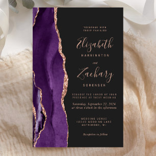 Papier Mariage Violet Rose Doré Agate Foncé Budget