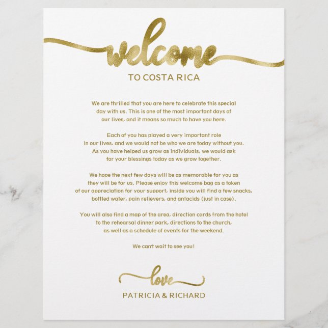 Papier Mariage Week-end Bienvenue Itinéraire Simple Chic (Devant)