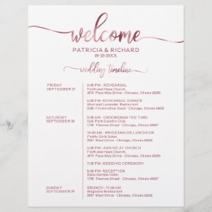 Papier Mariage Week-end Itinéraire Simple Chic Timeline