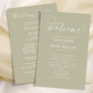 Papier Mariage Welcome Calligraphie Script Sage Green