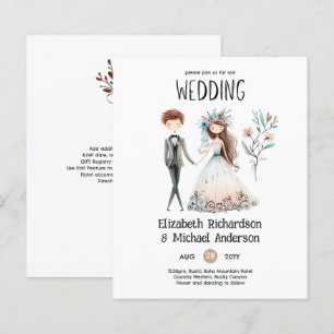 Papier Mariée de Boho Groom à la main invite mariage mign