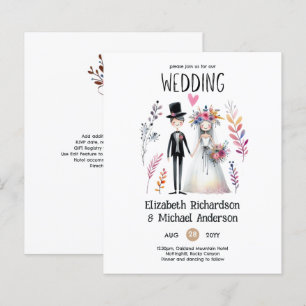 Papier Mariée dessinée à la main Groom mignonne Mariage a