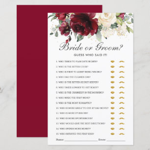 Papier Mariée Florale Bourgogne ou Guess qui l'a dit