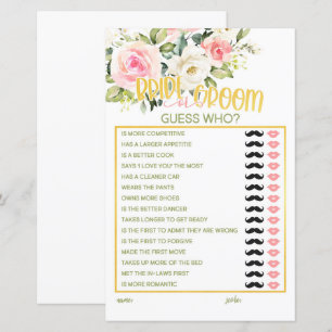 Papier Mariée ou chambre - Devinez qui - Rose Floral & Or