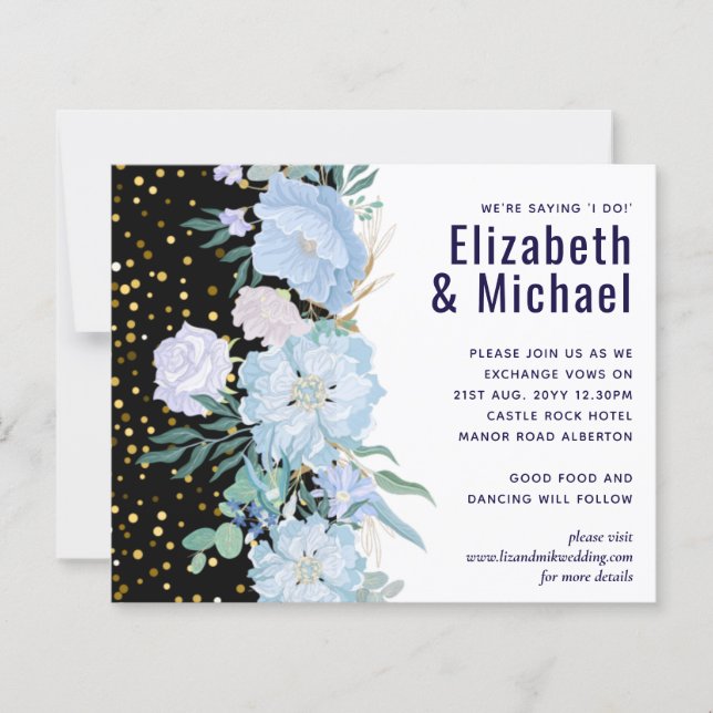 Papier Marine Aqua Blue Floral Budget Mariage (Devant)