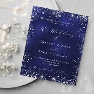 Papier Marine bleu argent moderne budget faire-part de ma
