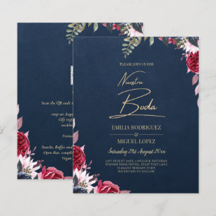 Papier Marine Bleu Berry Floral Bourgogne hiver automne