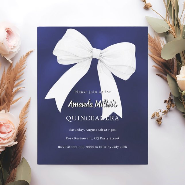 Papier Marine bleu blanc arc Quinceanera invitation (Créateur téléchargé)