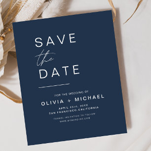 Papier Marine Blue Elegant Boho Enregistrer la date Minim