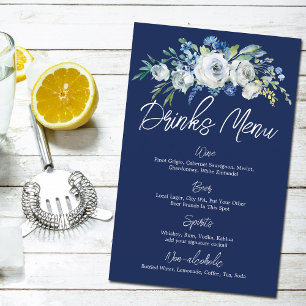 Papier Marine Blue Floral Moderne Mariage d'hiver Boisson