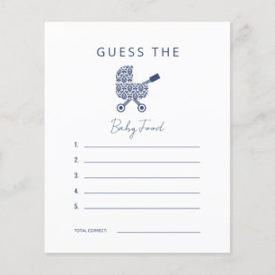Papier Marine Damask Baby shower Guess the Baby Food Invi