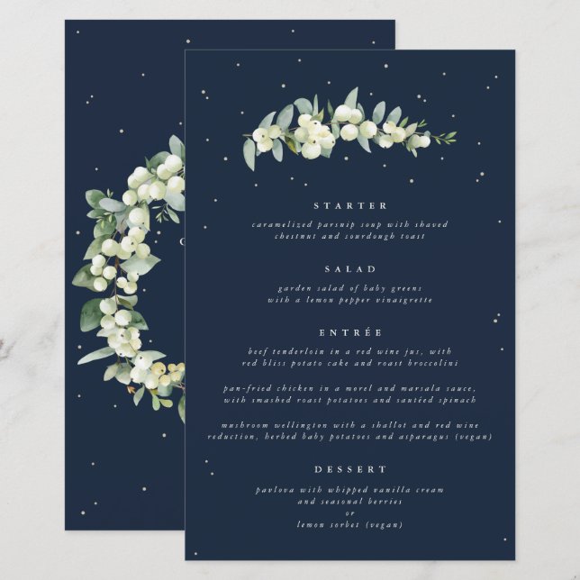 Papier Marine Snowberry+Eucalyptus 4 Mariage du cours Men (Devant / Derrière)