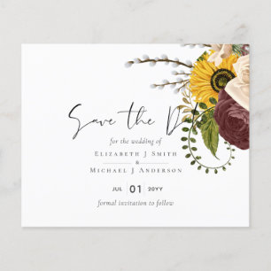 Papier Marsala Roses Sunflowers Budget Mariage pas cher