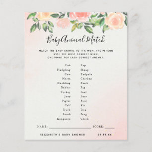 Papier Match animal bébé Jeu Baby shower