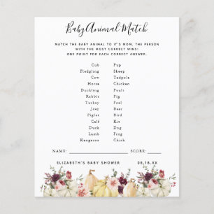 Papier Match animal bébé   Jeu Baby shower