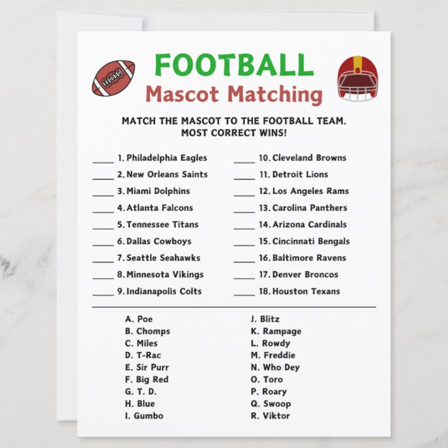 Papier Match de jumelage Mascotte de football (Devant)