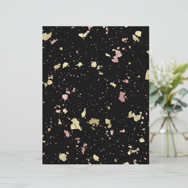 Papier Matte Gold et Rose Gold Flakes Noir (Debout devant)