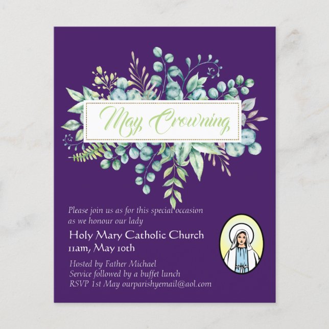 Papier May Crowning Invitations Vierge Marie Invitations  (Devant)