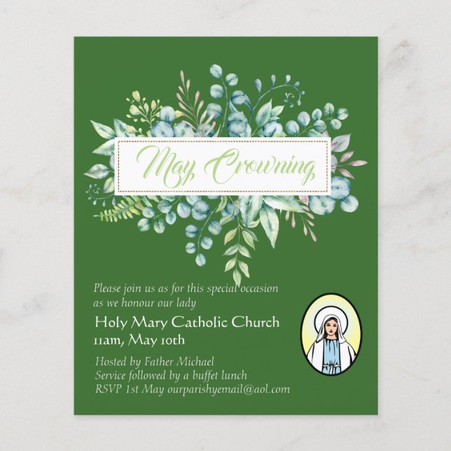 Papier May Crowning Invitations Vierge Marie Invitations  (Devant)