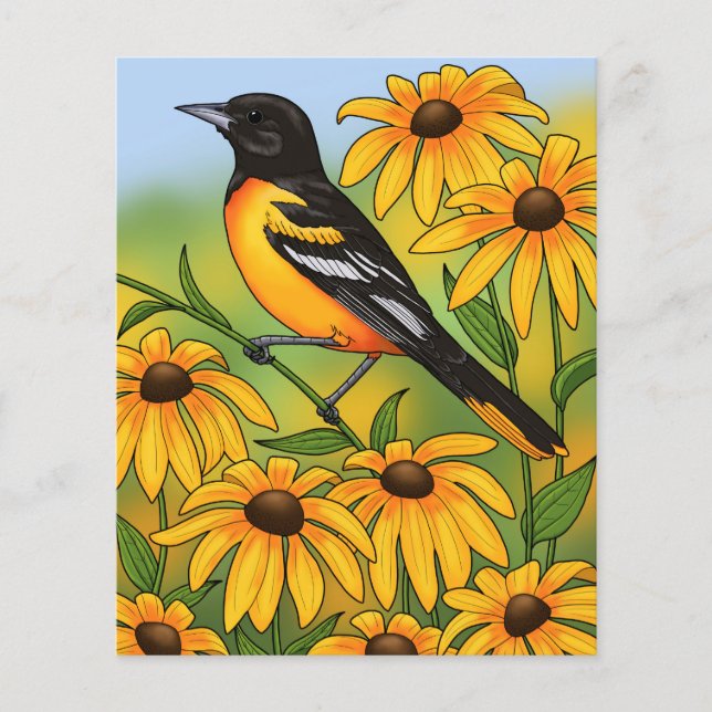 Papier MD State Bird Oriole & Black eyed Susan Flower (Devant)