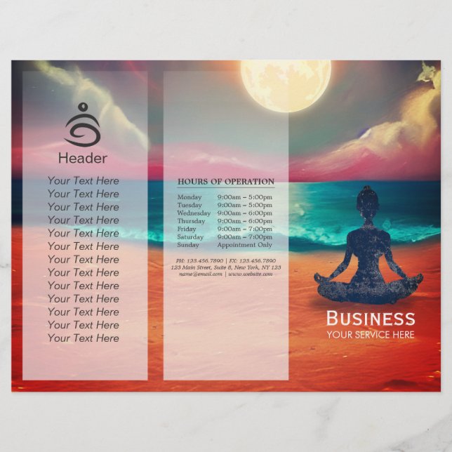 Papier Méditation Yoga pacifique clair de lune Sky Sea Tr (Devant)