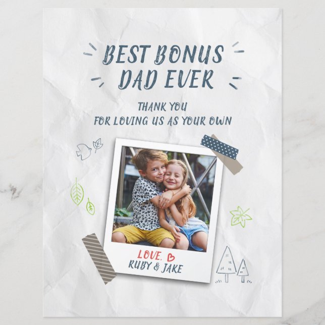 Papier Meilleur Bonus Papa Fête des pères Enfants Photo (Devant)