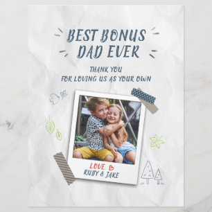 Papier Meilleur Bonus Papa Fête des pères Stepdad Photo p