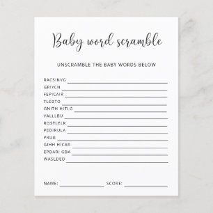 Papier Mélange de mots de bébé Jeu de Baby Shower