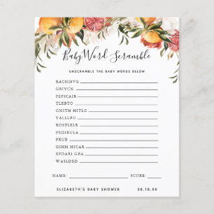 Papier Mélange de mots pour bébé Jeu de baby shower