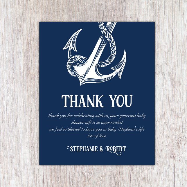 Papier Merci Ancre blanc nautique (Créateur téléchargé)