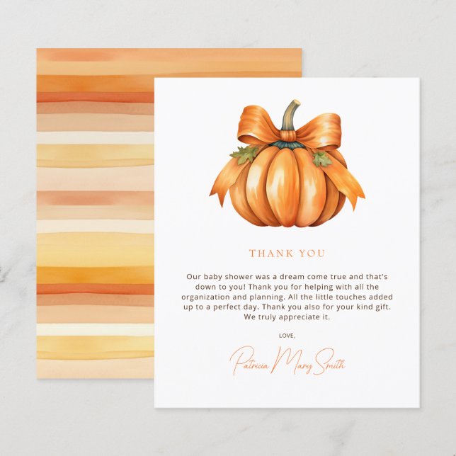 Papier Merci de Baby shower petit Citrouille budgétaire (Devant / Derrière)
