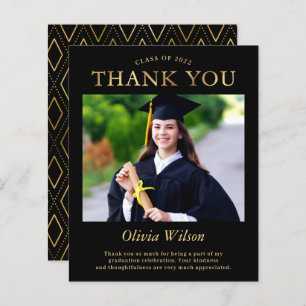 Papier Merci de graduation de la photo Black Gold Budget