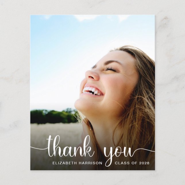 Papier Merci d'études budgétaires - photo de script blanc (Devant)