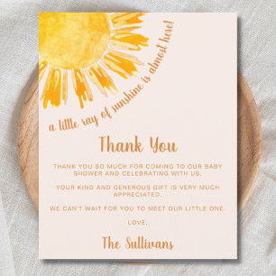 Papier Merci du Baby shower solaire budgétaire