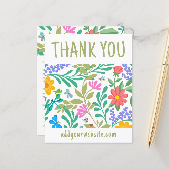Papier Merci Floral De Nature Mignonne Pour Votre Achat (Devant/Arrière en situation)