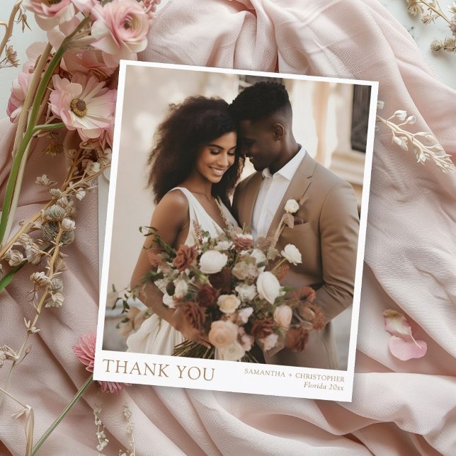 Papier Merci Mariage de photo minimaliste Gold (Créateur téléchargé)