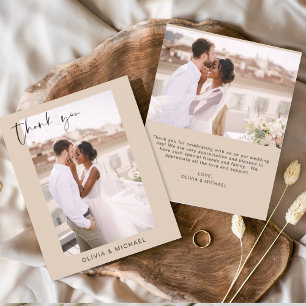 Papier Merci Mariage en terre cuite photo minimaliste car