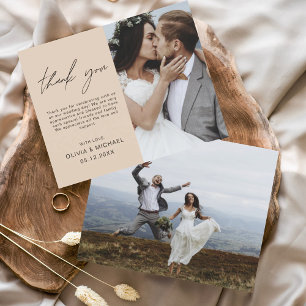 Papier Merci Mariage en terre cuite photo minimaliste car