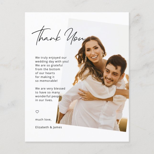 Papier Merci Mariage simple écrit à la main (Devant)
