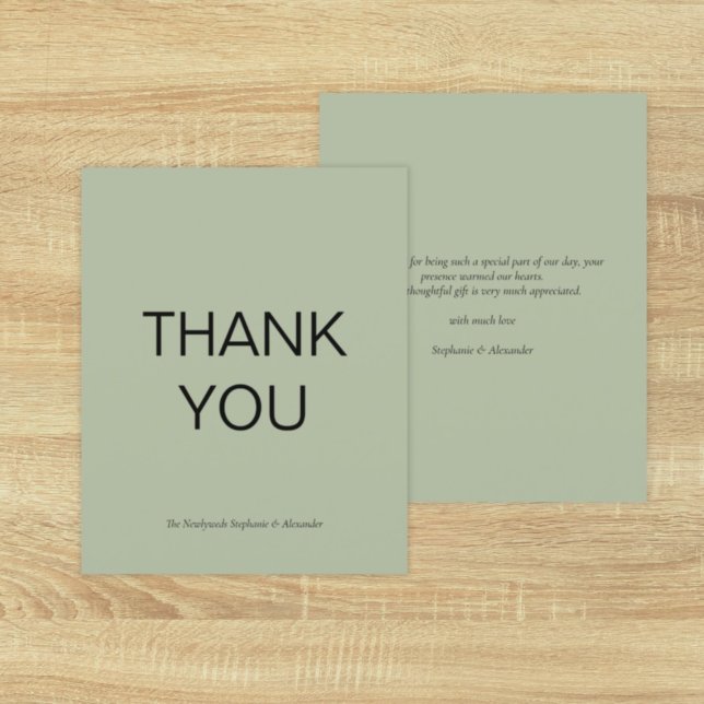 Papier Merci personnalisé Budget Simple Sage Vert (Créateur téléchargé)